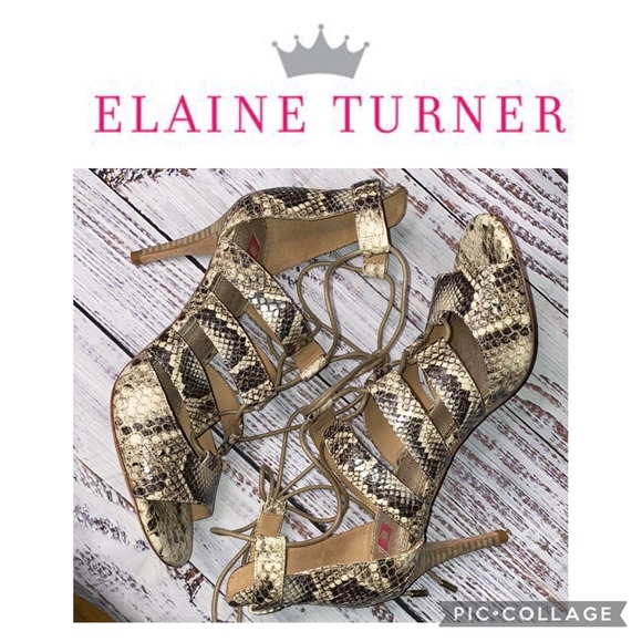 Elaine Turner Shoes - ELAINE TURNER “Elyse” Snakeskin Lace Up Heels NWOT